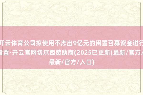 开云体育公司拟使用不杰出9亿元的闲置召募资金进行现款措置-开云官网切尔西赞助商(2025已更新(最新/官方/入口)